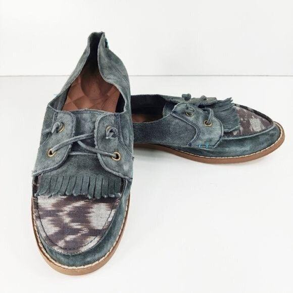 Reef gray blue suede fringe loafers size 9 - Picture 1 of 6